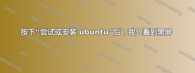 按下“尝试或安装 ubuntu”后，我只看到黑屏