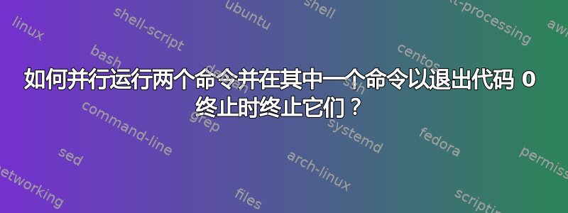 如何并行运行两个命令并在其中一个命令以退出代码 0 终止时终止它们？