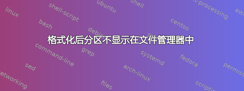 格式化后分区不显示在文件管理器中