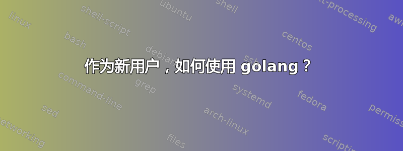 作为新用户，如何使用 golang？