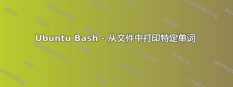 Ubuntu Bash - 从文件中打印特定单词