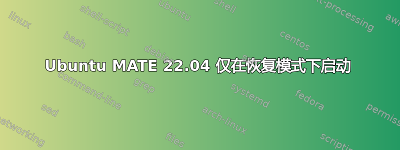 Ubuntu MATE 22.04 仅在恢复模式下启动