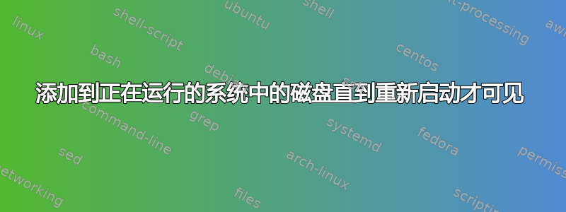 添加到正在运行的系统中的磁盘直到重新启动才可见