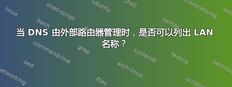 当 DNS 由外部路由器管理时，是否可以列出 LAN 名称？