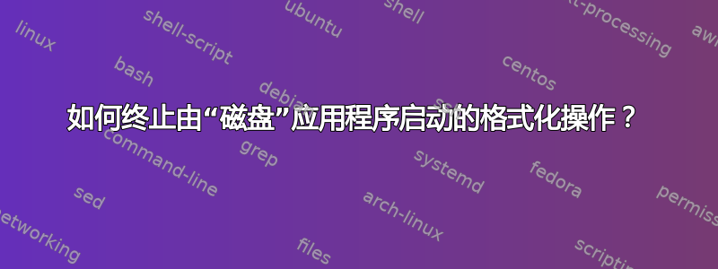 如何终止由“磁盘”应用程序启动的格式化操作？