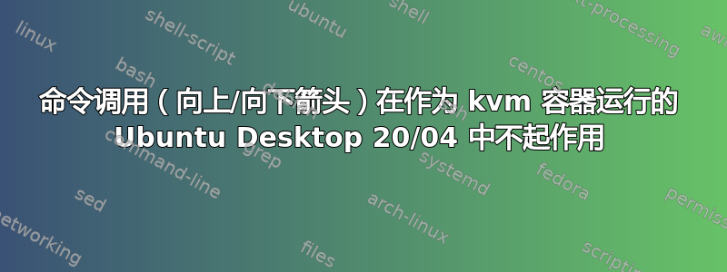 命令调用（向上/向下箭头）在作为 kvm 容器运行的 Ubuntu Desktop 20/04 中不起作用