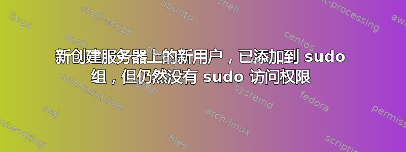 新创建服务器上的新用户，已添加到 sudo 组，但仍然没有 sudo 访问权限