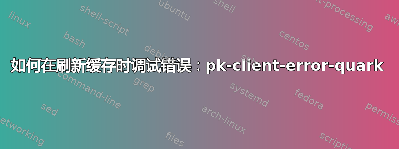 如何在刷新缓存时调试错误：pk-client-error-quark