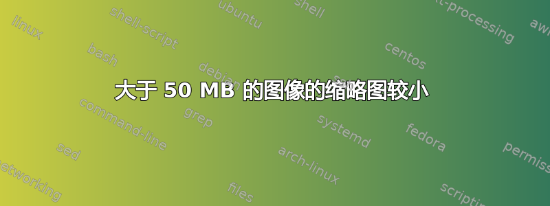 大于 50 MB 的图像的缩略图较小