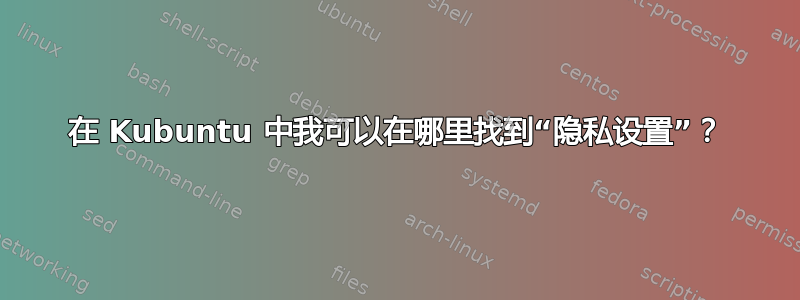 在 Kubuntu 中我可以在哪里找到“隐私设置”？