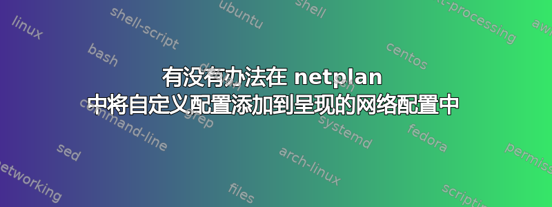 有没有办法在 netplan 中将自定义配置添加到呈现的网络配置中