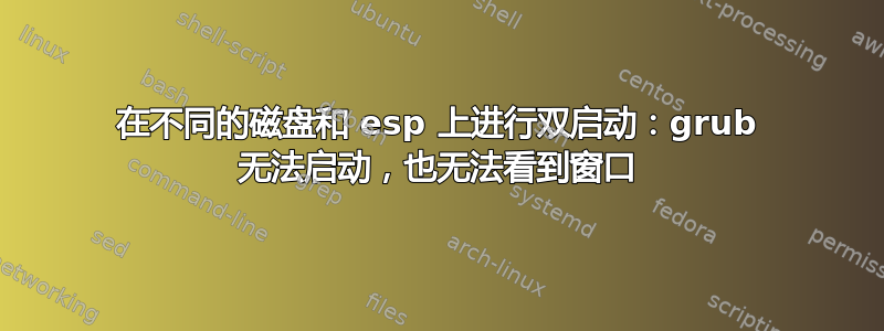 在不同的磁盘和 esp 上进行双启动：grub 无法启动，也无法看到窗口