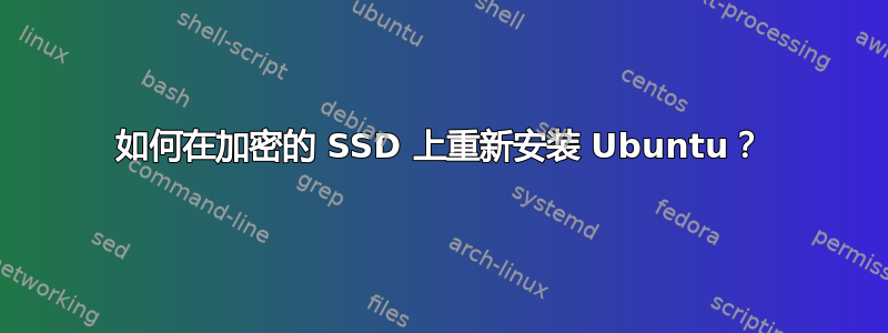 如何在加密的 SSD 上重新安装 Ubuntu？