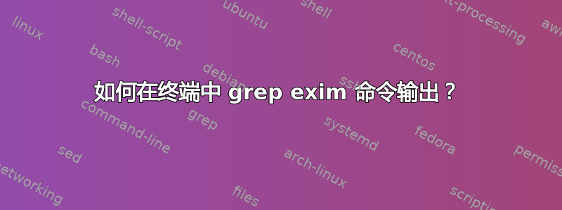 如何在终端中 grep exim 命令输出？