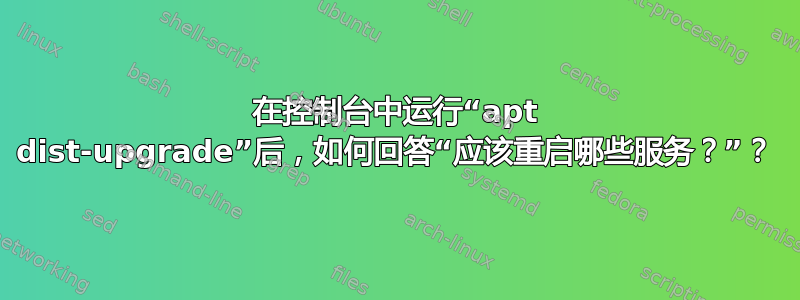 在控制台中运行“apt dist-upgrade”后，如何回答“应该重启哪些服务？”？