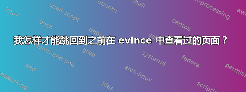 我怎样才能跳回到之前在 evince 中查看过的页面？