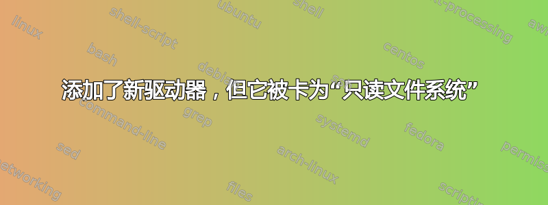 添加了新驱动器，但它被卡为“只读文件系统”