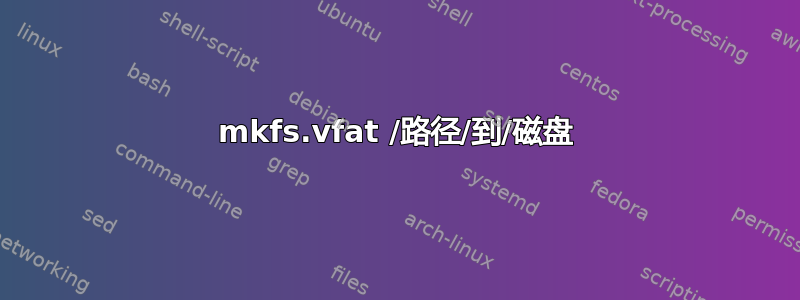 mkfs.vfat /路径/到/磁盘