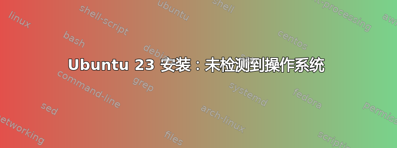 Ubuntu 23 安装：未检测到操作系统