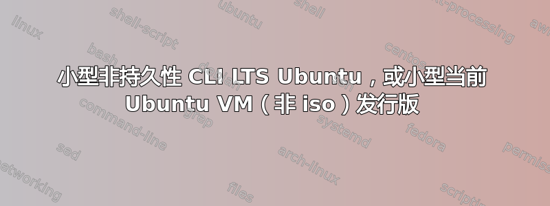 小型非持久性 CLI LTS Ubuntu，或小型当前 Ubuntu VM（非 iso）发行版