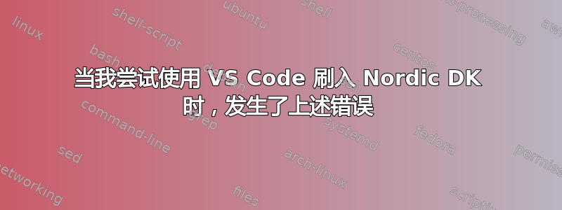 当我尝试使用 VS Code 刷入 Nordic DK 时，发生了上述错误