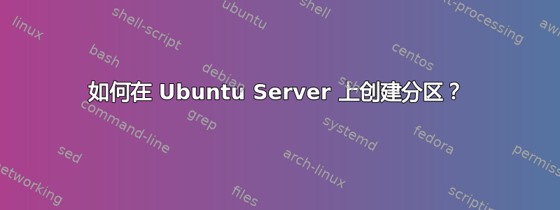 如何在 Ubuntu Server 上创建分区？