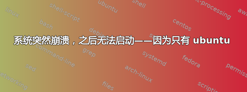 系统突然崩溃，之后无法启动——因为只有 ubuntu