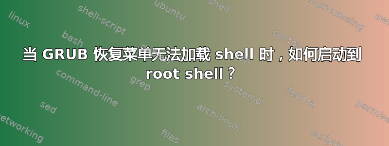 当 GRUB 恢复菜单无法加载 shell 时，如何启动到 root shell？