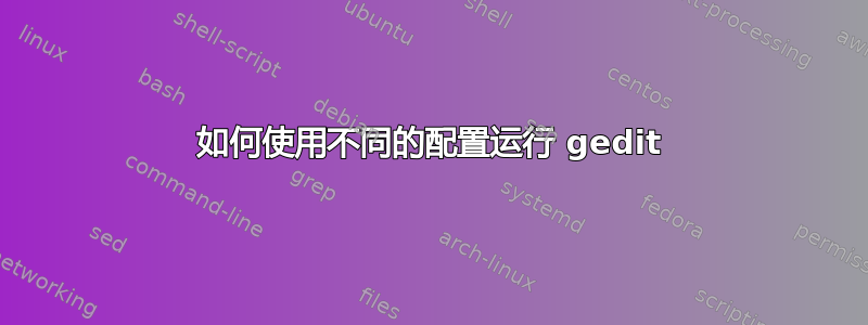 如何使用不同的配置运行 gedit