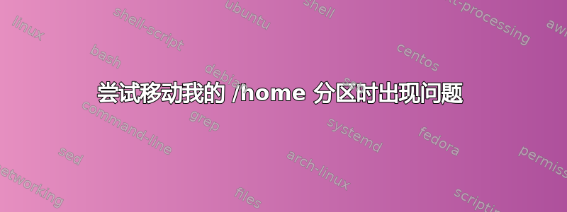 尝试移动我的 /home 分区时出现问题