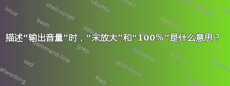 描述“输出音量”时，“未放大”和“100％”是什么意思？