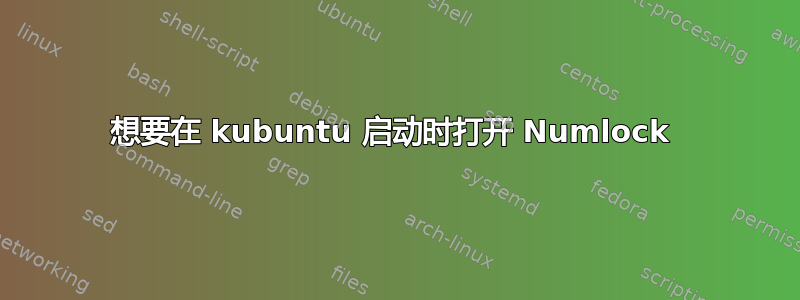 想要在 kubuntu 启动时打开 Numlock 