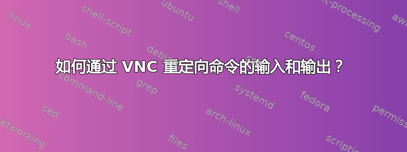 如何通过 VNC 重定向命令的输入和输出？