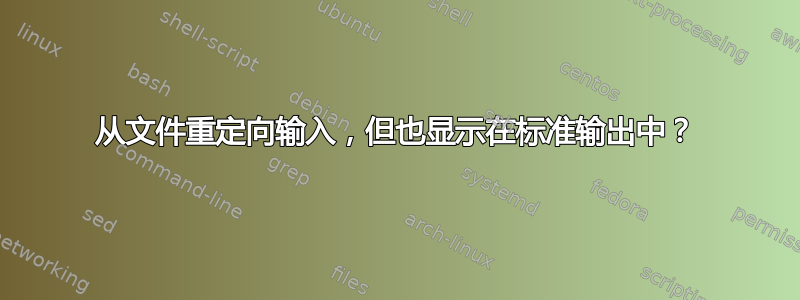 从文件重定向输入，但也显示在标准输出中？