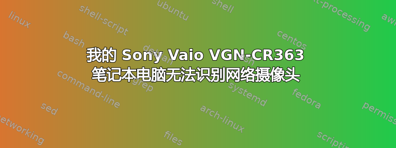 我的 Sony Vaio VGN-CR363 笔记本电脑无法识别网络摄像头