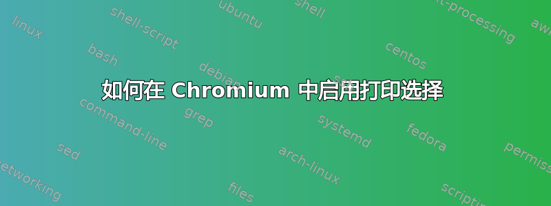 如何在 Chromium 中启用打印选择