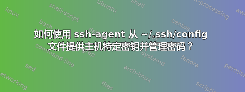 如何使用 ssh-agent 从 ~/.ssh/config 文件提供主机特定密钥并管理密码？