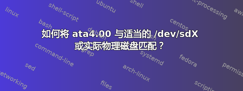 如何将 ata4.00 与适当的 /dev/sdX 或实际物理磁盘匹配？