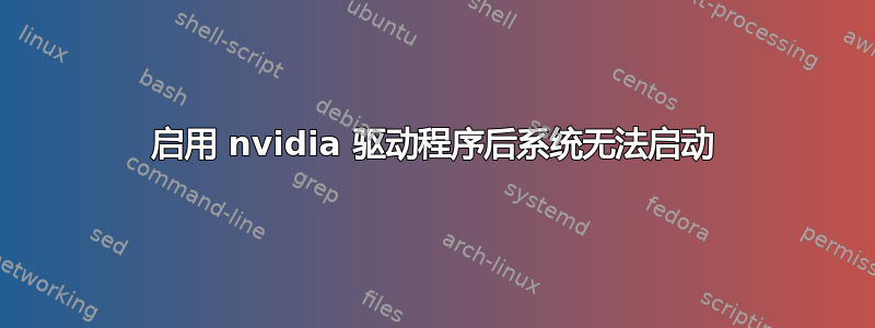 启用 nvidia 驱动程序后系统无法启动