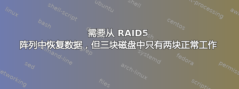 需要从 RAID5 阵列中恢复数据，但三块磁盘中只有两块正常工作