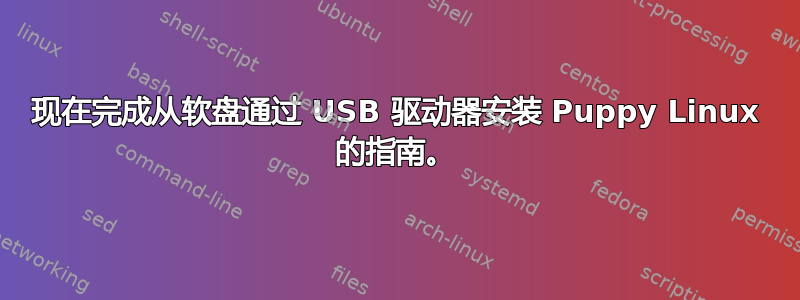 现在完成从软盘通过 USB 驱动器安装 Puppy Linux 的指南。