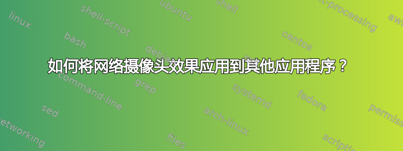 如何将网络摄像头效果应用到其他应用程序？