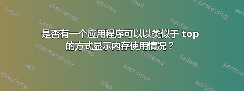 是否有一个应用程序可以以类似于 top 的方式显示内存使用情况？