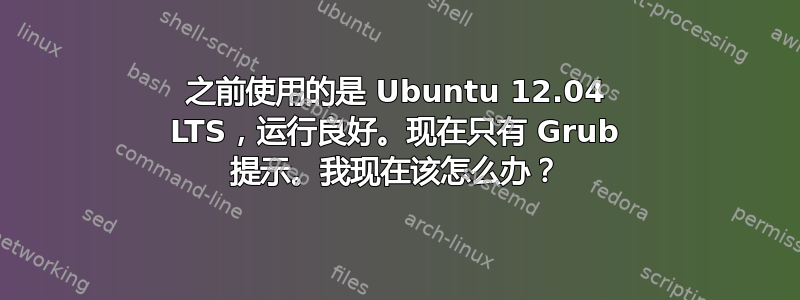 之前使用的是 Ubuntu 12.04 LTS，运行良好。现在只有 Grub 提示。我现在该怎么办？