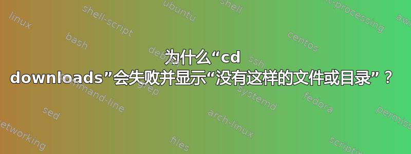 为什么“cd downloads”会失败并显示“没有这样的文件或目录”？