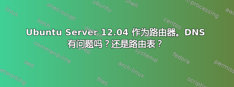 Ubuntu Server 12.04 作为路由器。DNS 有问题吗？还是路由表？