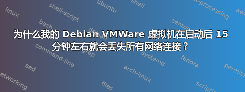 为什么我的 Debian VMWare 虚拟机在启动后 15 分钟左右就会丢失所有网络连接？