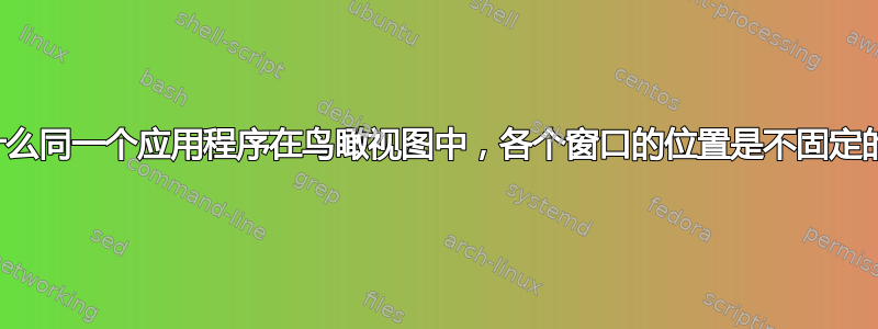 为什么同一个应用程序在鸟瞰视图中，各个窗口的位置是不固定的？