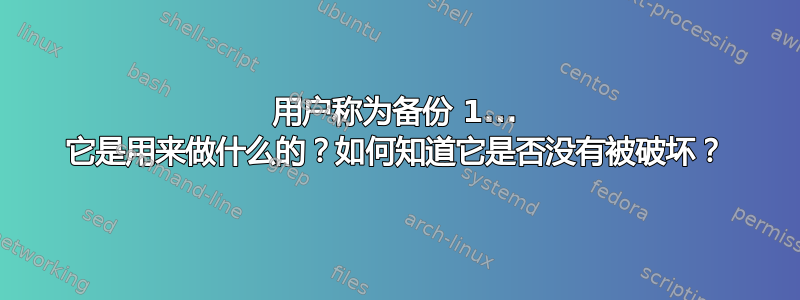 用户称为备份 1... 它是用来做什么的？如何知道它是否没有被破坏？