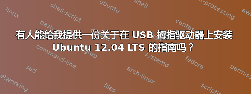 有人能给我提供一份关于在 USB 拇指驱动器上安装 Ubuntu 12.04 LTS 的指南吗？